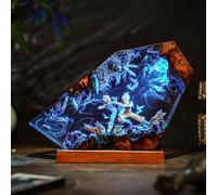 FIYSON Veilleuse 3D Dragon Ball en résine époxy, figurines de Son Goku en résine avec socle en bois, lampe de chevet avec câble USB et télécommande 16 couleurs LED multicolore, décoration d'art de