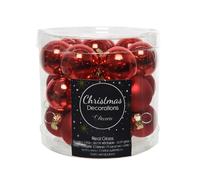 Fizzco Boîte de 24 Boules de Noël en Verre, 25 mm, Red