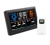 FJ3390TY-A Station météo intelligente Wi-Fi avec horloge, capteur de température et d'humidité intérieure et extérieure, grand écran couleur multifonctionnel, horloge météo, capteur de température et