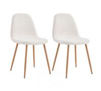 FJARD - Lot de 2 Chaises Blanches Tissu Bouclettes