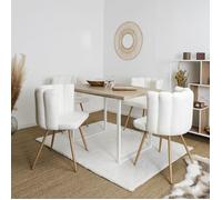 Lot de 4 Fauteuils Blanc Tissu Bouclettes - FJARD - ALTOBUY Blanc G