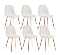 AltoBuy FJARD - Lot de 6 Chaises Blanches Tissu Bouclettes