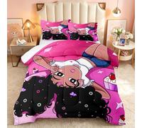 FJKJHKGJ Parure de lit 2 pièces Afro-américaine pour Filles, décoration de Chambre de Fille, Parure de lit Noire pour Filles et Enfants - Literie Rose pour lit Simple avec 1 taie d'oreiller