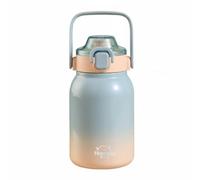 FJMQHU Gourde Enfant Bouteille Isotherme Gobelet Paille Tasse à eau Étanche avec Double Acier 316 304 Température Stabile 6 à 12 Heures Deux Modes pour, Bleu, Bleu Clair Dégradé