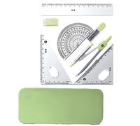 FJMQHU Math Géométrie Coffret Rapporteur Règle Équerre avec Étui de Transport Ergonomique Adapté pour Élèves Enseignants École Maison Bureau, Boîte fermée verte