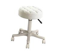 FJMQHU Tabouret Roulant en Polyuréthane avec Repose-Pieds, Réglable en Hauteur, Pivotant, Tabouret Rembourré pour Salons de Massage, Siège Rembourré pour Ins, Blanc