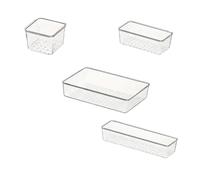 FJOADNVM Organisateur Tiroir 8/13/25Pcs Drawer Organizers Set Clear Plastic Desk Divider Bins Bedroom Dresser Office Storage Box for Makeup Jewelries Kitchen(8pcs)