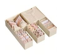 FJOADNVM Organisateur Tiroir Foldable Underwear Organizer Set Hard Storage Boxes For Bra Socks Drawer/Closet Clothes Organizers(6 pcs beige)