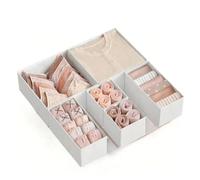 FJOADNVM Organisateur Tiroir Foldable Underwear Organizer Set Hard Storage Boxes For Bra Socks Drawer/Closet Clothes Organizers(6 pcs white)