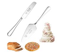 FKF Couteau et Serveur pour gâteaux de mariage, Vaisselle avec gravure de texte et de logo personnalisée, Set De Coupe et Tranche pour, Convient pour les fêtes, les pique-niques (Argent)