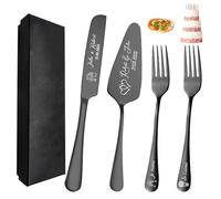 FKF Mariage Couteau à Gâteau Personnalisé et Ensemble de Serveur Ensemble de Couteaux à Gâteau de Mariage Personnalisés en Acier Inoxydable avec Gravure pour Anniversaire Mariage Cadeau (Noir)