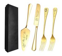 FKF Mariage Couteau à Gâteau Personnalisé et Ensemble de Serveur Ensemble de Couteaux à Gâteau de Mariage Personnalisés avec Gravure pour Anniversaire Mariage Cadeau (or)