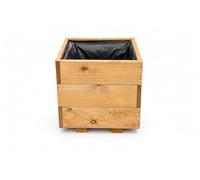 FKL DESIGN Home Deco Jardinière en Bois, Cache-Pot pour Jardin, terrasse, Caisse en Bois imprégné D26 (Chêne, 30x30x24 cm)