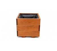 FKL DESIGN Home Deco Jardinière en Bois, Cache-Pot pour Jardin, terrasse, Caisse en Bois imprégné D26 (Teck, 30x30x24 cm)