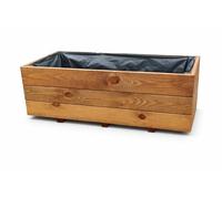 Jardinière en bois 80 x 40 x 30 cm – grande jardinière pour balcon et terrasse, résistante aux intempéries – livrée montée – jardinière D28 (teck)