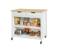 FKW74-WN Meuble de Cuisine Desserte de Cuisine à Roulettes Table Roulante Meuble de Rangement pour Cuisine et Salon L100xP60xH94cm