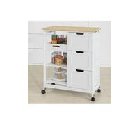 FKW79-W Chariot de Service Desserte Cuisine à roulettes Table Rangement