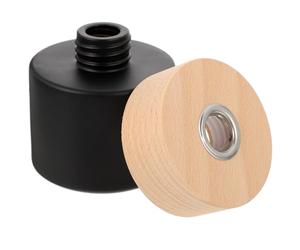 Flacon 100ml Cylindrique en Verre Diffuseur avec Couvercle en Bois Foncé | Bouteille D'aromathérapie Lavable, Format Portable, pour Réunion Familiale ou Cadeau