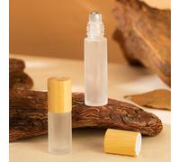 Flacon à bille en verre avec couvercle pour huiles essentielles, flacons d'échantillons de parfum transparents rechargeables avec bille en acier inoxydable, 5 ml givré, 5 ml (lot de 2), Moderne