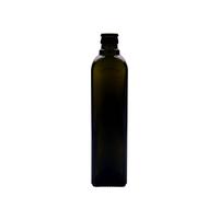 Flacon à vinaigre/huile 500 ml 'Quadra', verre, carré, vert antique, ouverture : DOP
