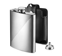 Flacon de Hanche en Acier Inoxydable de 227 ml / 8 onces, avec Entonnoir et Pochette en Cuir Synthétique, Flasque à Whisky