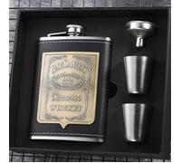 Flacon de hanche en acier inoxydable - MLBQ - 8oz - Portable - Entonnoir inclus - Coffret cadeau - 196ml - 17x18.5x4.5cm