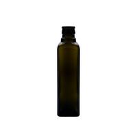 Flacon de vinaigre/huile 250 ml 'Quadra', verre, carré, vert antique, ouverture : DOP