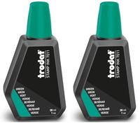 Flacon d'encre Verte Trodat 7011D pour recharger les tampons encreurs - 28 ml, encre à base d'eau pour marquer les documents - empreintes nettes et propres - bouchon refermable (Lot de 2)