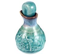 Flacon D'huile Essentielle en Céramique Bleu, Décoratif pour Bureau | Bouchon Inclus, Large Ouverture, Versement Facile, Usage Eau et Parfums, Format Compact, à Poser Bureau