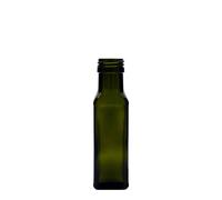 Flacon en verre 100 ml « Marasca », carré, vert antique, ouverture : PP 31,5
