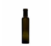 Flacon en verre 250 ml « Marasca », carré, vert antique, ouverture : PP 31,5