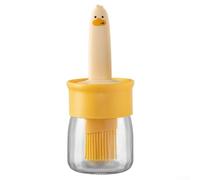 Flacon pulvérisateur d'huile avec brosse en silicone pour la cuisine - Distributeur d'huile en verre pour friteuse à air, barbecue, salade, friture, gadgets de cuisine, 17 cm (orange)