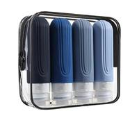 Flacon Voyage Bouteilles de voyage en silicone anti-fuite | 3oz rechargeable et compressible approuvé par la TSA(DEEP BLUE)