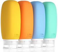 Flacons de voyage en silicone de 100 ml, lot de 4, sans BPA et sans odeur, parfaits pour remplir vos bagages à main et vos valises.