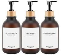 Flacons givrés Robustes pour shampooing et après-shampooing, Distributeur d'apothicaire, Pompe en Bambou, flacons de shampooing Rechargeables pour shampooing, Lotion, Huile, Savon Douche, Savon pour