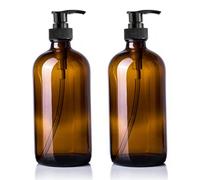 Flacons-pompes en verre brun, 500 ml – Flacon distributeur de savon réutilisable, flacon de rangement pour savon, lotion, shampoing (brun)