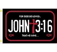 Flag Jean 3:16 Jésus-Christ Foi Croix Noire Bannière Bar 3x5 FT | RéSistant Aux IntempéRie Bannière personnalisée Couleur Vive Grande Drapeau Parade Fans