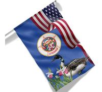 Flag Le Sabot De Vénus Et Le Huard Sont Les Symboles De L'État Du Minnesota, Aux États-Unis. Double Face Grande Drapeau Couleur Vive Drapeau Grand Pour Extérieur Rue Déco Fête Bar 90X150Cm