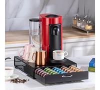 Flagship Support de rangement pour dosettes Nespresso Vertuo - Design moderne et support pour machine à café - Métal noir (capacité de 50 dosettes)