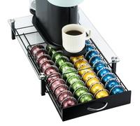 Flagship Tiroir à capsules de café Nespresso Vertuo, organisateur de capsules en verre, 40 dosettes pour Nespresso Vertuo, porte-capsules
