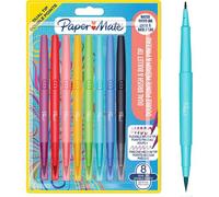 Flair Dual Stylo-Feutres Pointes Pinceau Et Médium (0,7 Mm) Stylos De Coloriage À Double Extrémité Couleurs Assorties Lot De 8