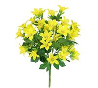 Flair Flower Bouquet de Fleurs artificielles - Mini lys - Bouquets de Fleurs artificielles en Soie - Bouquet de Fleurs décoratives - Bouquet de Fleurs de Mariage - Décoration de Table - Jaune