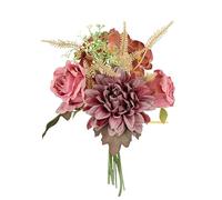 Flair Flower Bouquet de Roses artificielles Dahlias 32 cm Bouquet de Fleurs artificielles en Soie Fleur décorative pour Mariage, Maison, Automne, Fleurs artificielles Décoration de Table