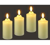 Flair Flower Lot de 4 bougies LED en cire véritable - Bougie électrique LED blanc chaud - Lumière d'ambiance - Décoration - Grandes bougies piliers - Couronne de l'Avent - Couronne de l'Avent -