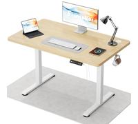 Flamaker Bureau Assis-Debout Électrique, Bureau monobloc, Plateau Entier 110 x 53 cm, Bureau Réglable en Hauteur avec Commande à Mémoire, Table Gaming avec Rappel de Position Assise et Port USB, Beige