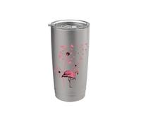 Flamant pink Fleur de pissenlit Tropical Bird Lover Summer Gobelet isotherme en acier inoxydable double paroi