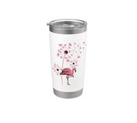Flamant pink Fleur de pissenlit Tropical Bird Lover Summer Gobelet isotherme en acier inoxydable double paroi