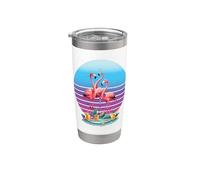 Flamants Roses Plumes Tropicales Jambes Minces Plante Gobelet isotherme en acier inoxydable double paroi