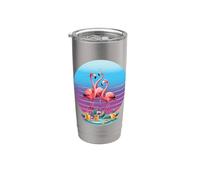 Flamants Roses Plumes Tropicales Jambes Minces Plante Gobelet isotherme en acier inoxydable double paroi