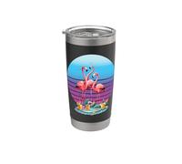 Flamants Roses Plumes Tropicales Jambes Minces Plante Gobelet isotherme en acier inoxydable double paroi